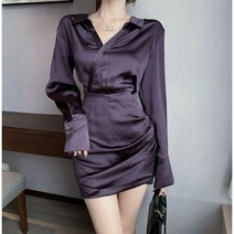실키 광택 보랏빛 원피스