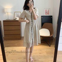 원피스 도트 땡땡이 점프수트 연예인 드레스 여름 복고풍 스커트 꾸안꾸