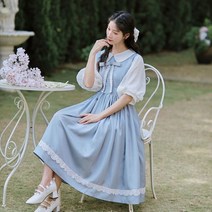해외여행 플레어 러블리 플로럴 휴가 롱 꽃무늬 원피스 QWEEK 빈티지 모리 카와이 드레스 달콤한 랩 피터팬 칼라 활 벨트 로브 Vestido 여름