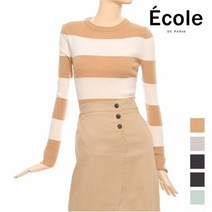 에꼴드파리 ECOLE 스트라이프 배색 니트_F08WKB005Z
