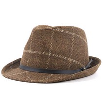 아이엠캡 투라인 체크 레더 라인 페도라