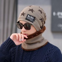 겨울 남성 레저 스키 보온 모자 남자 야외 넥워머 비니 세트