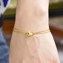 [한쥬얼리] [사이즈선택] 24K 순금 3.75g (1) 두줄 하트팔찌 3.75g +18K장식