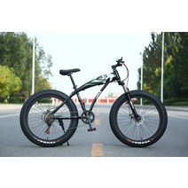 26 인치 지방 타이어 자전거 스노우 비치 자전거 7212427 속도 산악 지방 자전거 탄소강 프레임 더블 디스크 브레이크 성인 자전거, 7단, 26인치 블랙