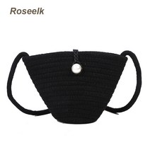 Roseelk 진주 웨빙백 썸머 비치백 숄더 미니 크로스백