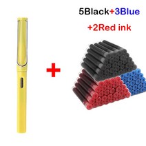 만년필선물 저가 11Pcs 만년필 혼합 잉크 세트 EF 0.38mm 팁 블랙/블루/레드 교체 가능한 사무실 쓰기 문구, 07 Yellow-Mixed ink, 한개옵션1
