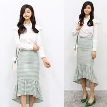 피오뜨 8095.체크 슬릿 스커트