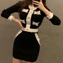 슬림핏 세련 상하의 세트 여성 미니치마