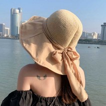 보드미 여자여름모자 공항 패션 해외 여행 코디 예쁜 여자 리본 선캡 모자