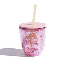 여름뽀뽀컵 큐티 물컵 플라스틱빨대컵 백화점컵 자녀선물컵, 레드, 435Ml
