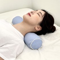 집콕 경추베개 거북목 일자목 목디스크 수건 경추목베개, 메밀 스카이블루, 1개