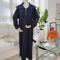 하이데일리 캐주얼 다이마루 베이직 빅사이즈 루즈핏 면 긴팔 플랫 새일러 롱원피스