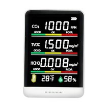 5In1 CO2 Multifunctional Air Detector Quality Monitor Digital Temperature Humidity Sensor Tester, 01 White