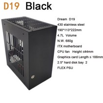 4.7L A4 섀시 HTPC 미니 ITX 게임 컴퓨터 지원 그래픽 카드 RTX2070 I7 가장 작은 독립 디스플레이 케이스 Dream D19, D19 black Riser