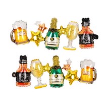 파티짱 은박 호일 모양 생일 웨딩 여름 풍선, 샴페인 호일 풍선 연결 가랜드