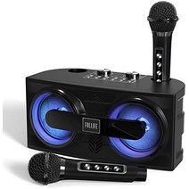 FULLIFE 성인 및 어린이용 노래방 기계 휴대용 블루투스 PA 스피커 시스템 UHF 무선마이크 2개 LED조명 에코/베이스 조정 홈파티 만남 결혼식 교회를 깨우는 깍기, [01] 으.