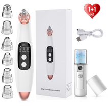 초음파 스킨 스크러버 nano sparyer steamer 페이셜 필링 삽 모공 클리너 각질 제거제 여드름 제거제 포인트 누아르 블랙 헤드, 세트 8