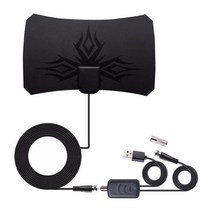 디지털 TV 안테나 긴 960마일 범위 4K 1080p - 주파수 범위: VHF 172-240Mhz UHF 470-860Mhz, 9.1x6.3 인치, 블랙, 플라스틱