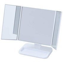 야마젠 탁상 삼면경 폭 22-43×깊이 13×높이 26.5cm 컴팩트 수납 공간 화이트 PM3-4326(WH), 1개