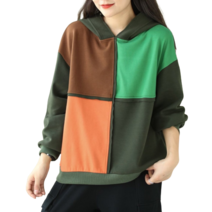 도오빠 페리온N 여성 후드티 긴팔 티셔츠 맨투맨 루즈핏 투톤 면티 무지 여자후드티