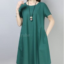 Myshe 여름 40대 중년여성 엄마 빅사이즈 반팔 원피스 BRSwu7AN59ts04