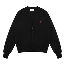[아미] 23FW BFHKC111 KN0025 001 남성 하트 로고 가디건 블랙