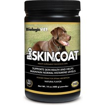 Biologic Vet BIOVET BioSKINCOAT 천연 항히스타민제 강아지 고양이 보충제, 7-oz jar