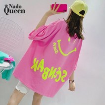 나도퀸 네온 글리터 스마일 오버핏 반팔티***판매자 퀸앤조이***