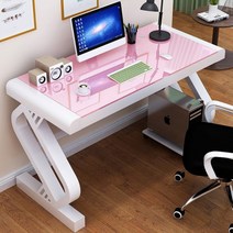 아우스 AUS 강화유리책상 1600 컴퓨터책상 게이밍책상 사무용책상 학생책상, 화이트+핑크 160x60x75cm
