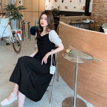 햅번 스타일 프렌치 드레스 2022 허리와 얇은 여성 여름 데이트 양면 긴 작은 검은 드레스 빠른배송