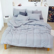 컴포트 체크 차렵이불 3종 SS Q 깅엄 체크 이불 친구결혼선물 혼수이불 신혼부부집들이선물 손님이불 펜션이불 모텔이불 가을 이불 패드 베이지 올리브 그레이