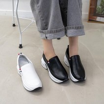 세레스 [세레스] 라노아 소가죽 삼색밴딩 에어 통굽 스니커즈 (6cm)