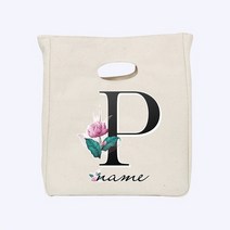 다용도빈백소파 이동식 회전 원목 소형 Thermal Lunch Bags Canvas Letter Name Handbag Picnic Travel Bre, 16 nature name13P