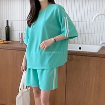 8942 (국내산) SET 여성 홈웨어 반바지 세트 두줄 봄 여름 바캉스 휴양지