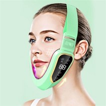 갈바닉 얼굴 목 마사지기 45도 온열 LED EMS미세전류 이온도입 감응식 음파 진동 USB충전식 V얼굴 리프트, 03 Light green