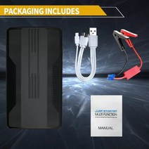 자동차점프스타터 점프스타터 자동차방전 휴대용 12v 자동차 점프 스타터 전원 은행 자동 배터리 비상 시작 부스터 자동차 시동 충전기 시작 장치 가솔린 디젤, 검은색