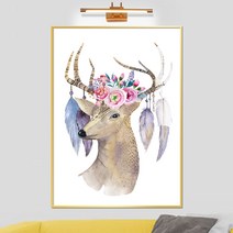 보고아트 수채화 꽃 생화 그림 아트 거실 인테리어 액자, 4_수채화 사슴 꽃