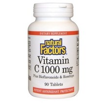 네츄럴 펙터스 비타민 C 플러스 바이오 플라보노이드 & 로즈힙 1000 mg 90개입 타블렛, 3개