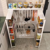 틈새 수납장 거실 베란다 슬림 선반 낮은 3단 캐비넷 이동식 주방 다용도실 도어형 가구, 18CM 초박형 교수형 사이드 보드 102 높이 x 8