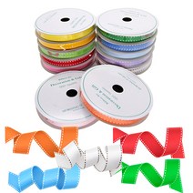 attizone 골직스티치 리본 3사이즈 13칼라 포장/데코리본, 골직스티치-25mm, 9. 연분홍