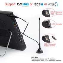 캠핑카TV 뒷좌석모니터 새로운 미니 디지털 아날로그 오디오 수신기 휴대용 TV DVB-T2 ATSC, 한개옵션0