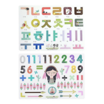 맘스보드 문자자석놀이 한글 + 숫자, 1세트, 한글(자음 14p + 모음 10p) + 시계숫자(50p)