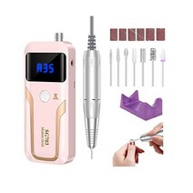 휴대용 네일 드릴 프로페셔널 35000 RPM 충전식 전기 파일 기계 E 파일 아크릴 젤 폴리싱 제거용 비트 키트가 있는 무선 파일 매니큐어 살롱 가정용 핑크