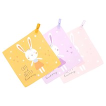 귀염주의 극세사 고리수건 5p 파우치 세트 꿈꾸는 토끼, 오렌지 x 2 바이올렛 x 2 핑크 x 1