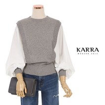 카라 KARRA 벌룬슬리브니트배색블라우스 KL3SBL025C