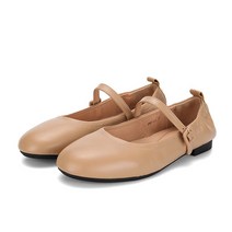 바바라 BABARA 양가죽 베이직 몰드 로고장식 여성메리제인플랫 1cm BBF133BE