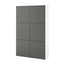 이케아 베스토 수납콤비네이션+도어 - 화이트/베스테르비켄 다크그레이 120x42x193 cm