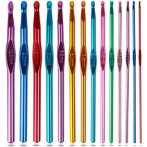 코바늘 레이스 뜨기 티코스터 가방 파우치 모자 크로 셰 뜨개질 후크 세트 관절염 손을위한 알루미늄 손잡이 뜨개질 바늘 원사 공예용 크로 셰 뜨개질 바늘 여성을위한 멋진 선물, 7개