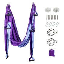 Maxwelly 에어리얼 요가 플라잉 요가 스윙 요가 해먹 그네 슬링 반전 도구 체육관 홈 피트니스용 (다크 퍼플/라이트 퍼플), Dark Purple/Light Purple