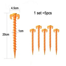 미니트레일러 폴딩 웨건 캠핑 텐트 카트 야외 등산 스카이스크린 고정 네일 나선형 경적 플라스틱 그라운드 5 개/세트, [01] yellow